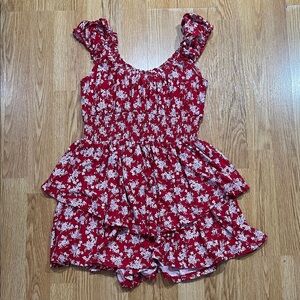 J for Justify Red Floral Tiered Romper
